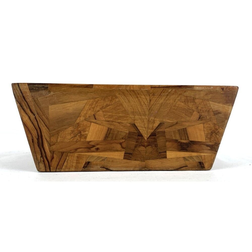Handmade Segmented Wood Bowl Square 9" Vintage MCM - Picture 9 of 11